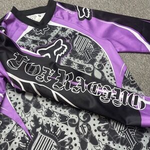 Fox Racing HC Motocross Jersey Womens Small Purple Black Damask Moto BMX Shirt